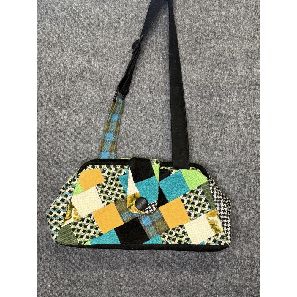 Range Of Emotion Shoulder Bag Womens Small Multicolor Patchwork Wool Canvas Boho